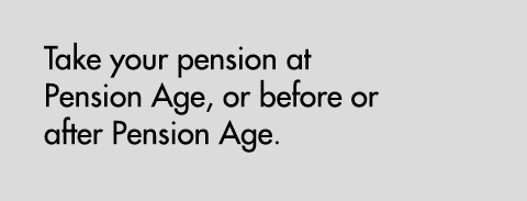 Take your pension at Pension Age, or before or after Pension Age.