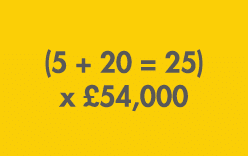 (5 + 20 = 25) x £54,000 