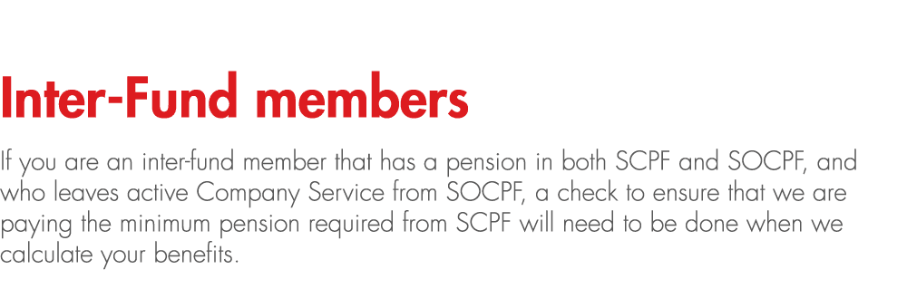 Inter Fund members If you are an inter fund member that has a pension in both SCPF and SOCPF, and who leaves active C...